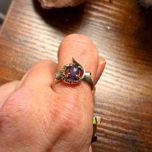 Vintage sterling and amethyst anniversary ring